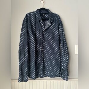 H&M Navy Polka Dot Slim Fit Shirt xl
